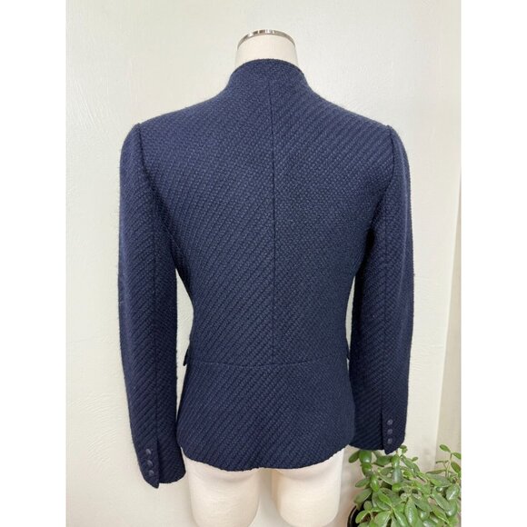 Vince Womens Navy Wool Blend Woven Button Blazer Size 6 Academia Preppy Designer - Picture 9 of 16